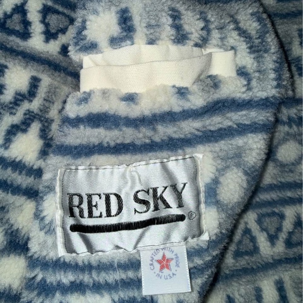 Red Sky Blue and White Patterned Jacket